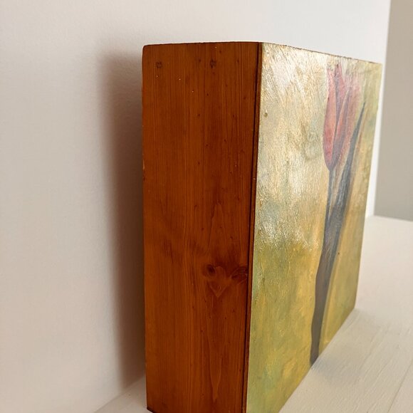 Trio of Single Tulips - Made by The Tulip Box  Montreal QC - On Wooden Block Fra - Picture 5 of 16